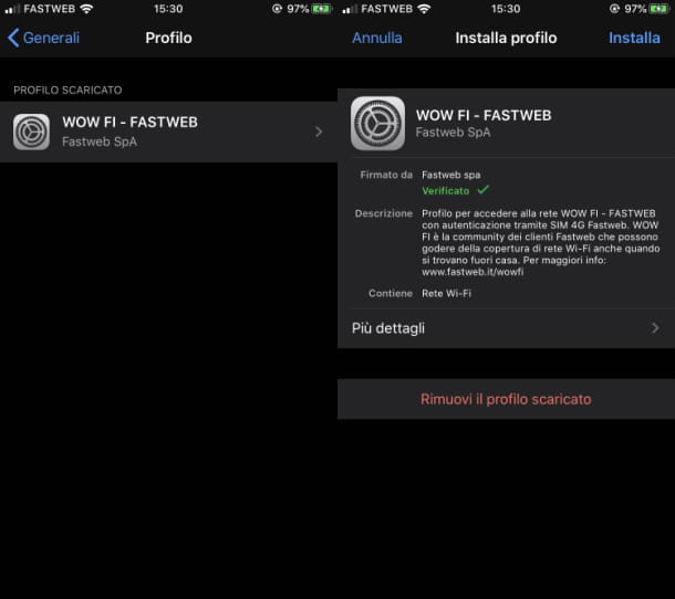Conéctese a WOW FI desde MyFastweb para iOS