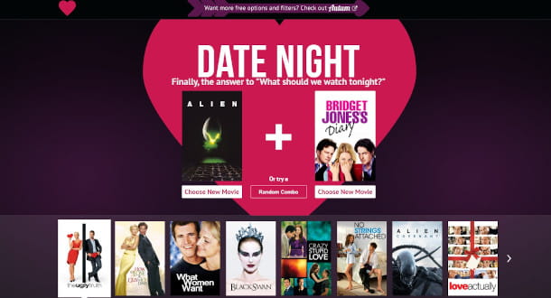 configuración de la película en el sitio web Date Night Movie