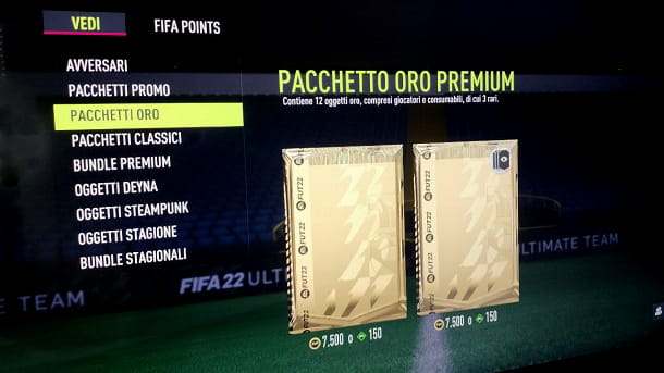 Paquetes de oro premium de FIFA