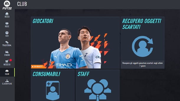 FIFA 22 Web App CLUB Recuperación de elementos descartados