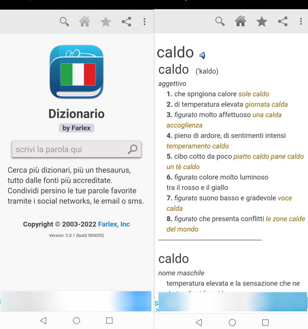 Aplicación para enriquecer el léxico italiano Diccionario italiano y sinónimos