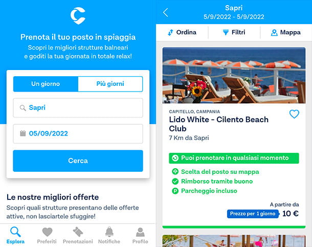 App para reservar playas