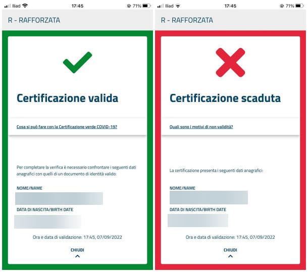 Aplicación de validación Green Pass: Verificación C19